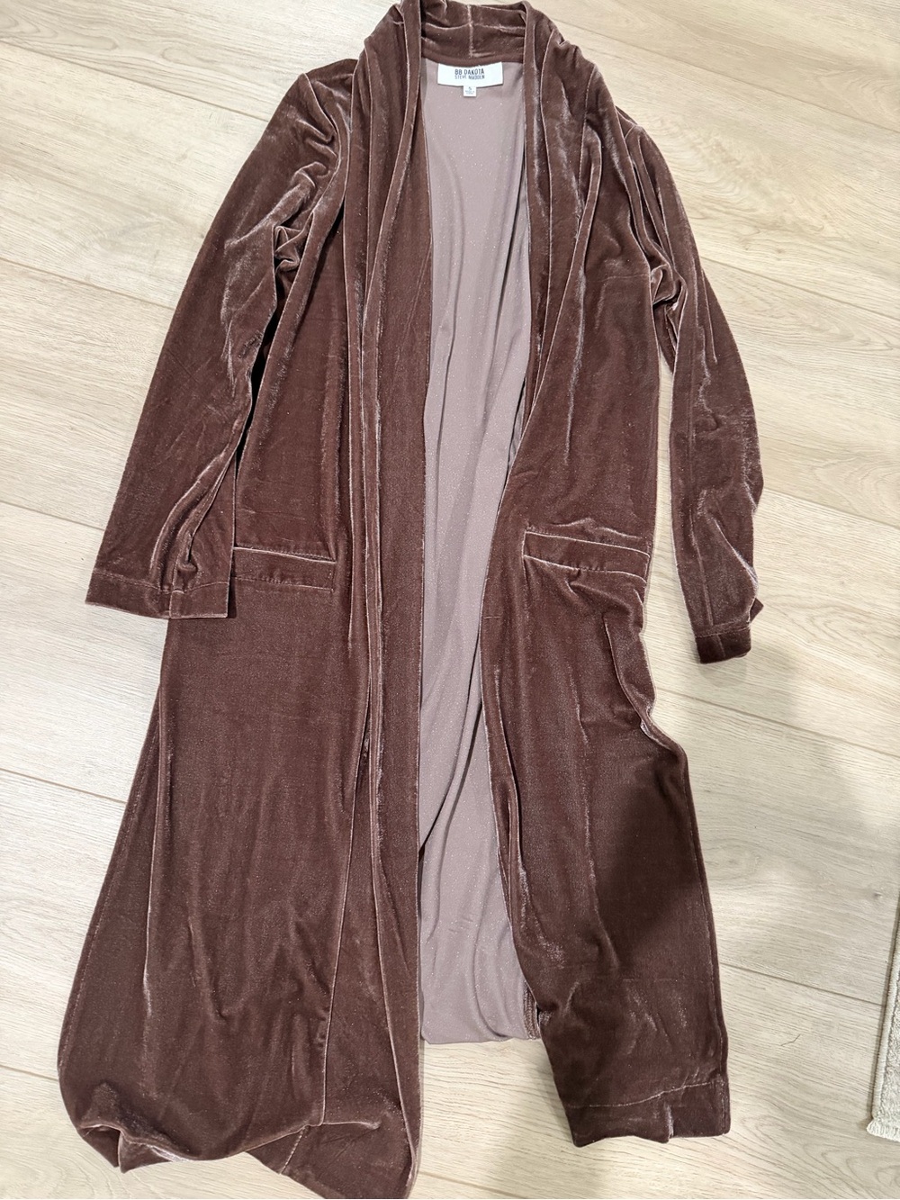 BB Dakota Plush Velvet Long Cardigan